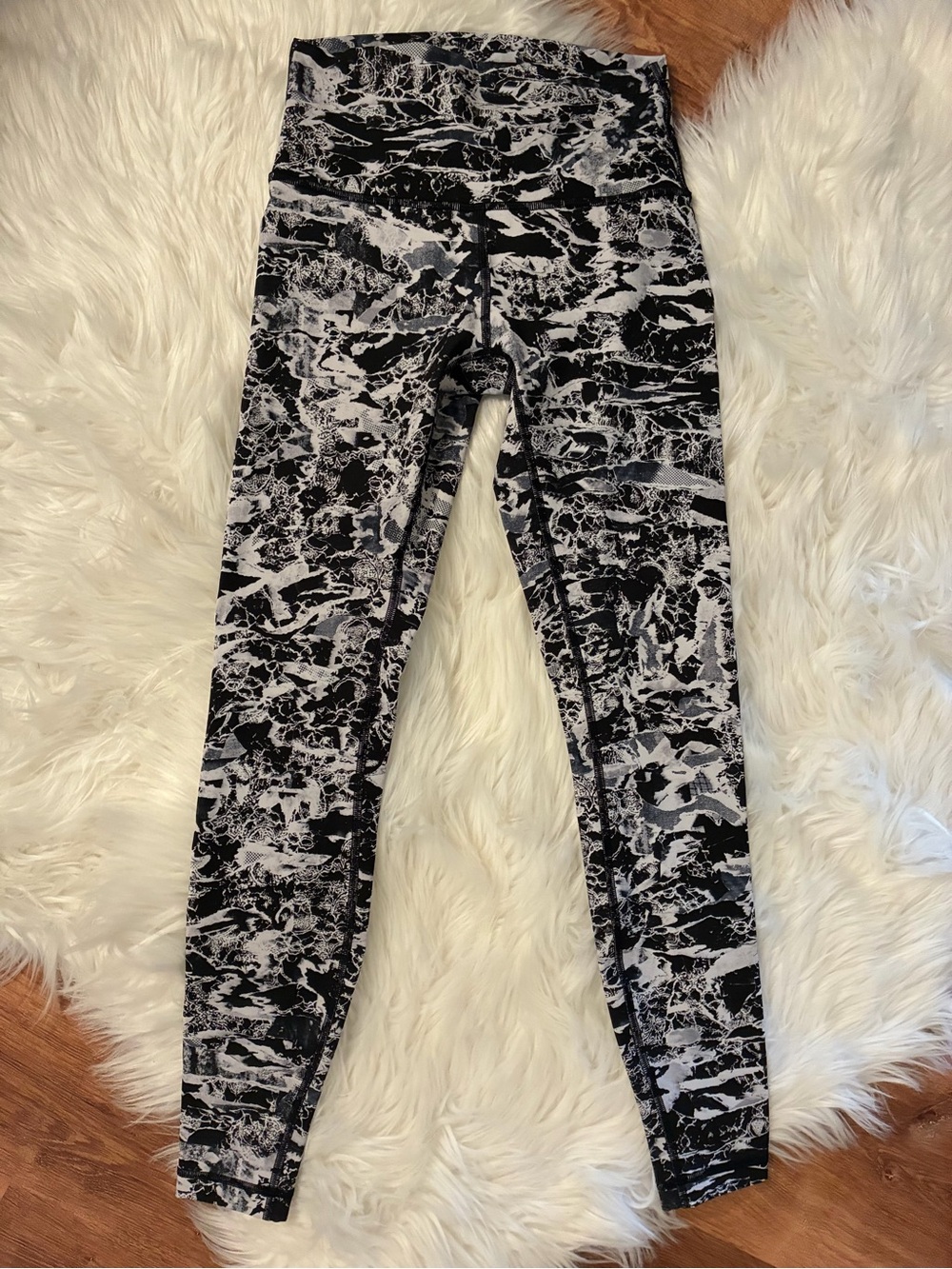 Lululemon Wunder Under Hi-Rise Tight Sz 4 Interlaced Starlight Black White Gray